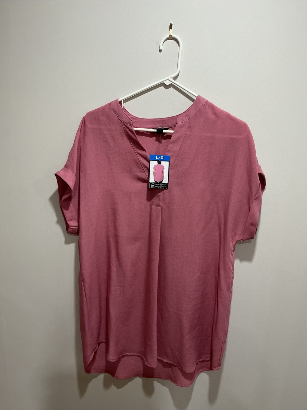 NWT Rachel Roy Women's Lightweight V-Neck Tunic Top - Rose Pink size large